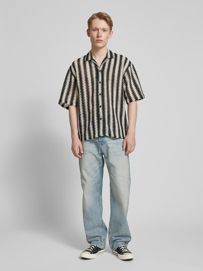 REVIEW Relaxed Fit Freizeithemd mit Strukturmuster Black 1