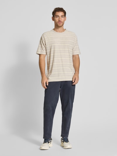 Lindbergh Oversized T-shirt met ronde hals Beige - 1