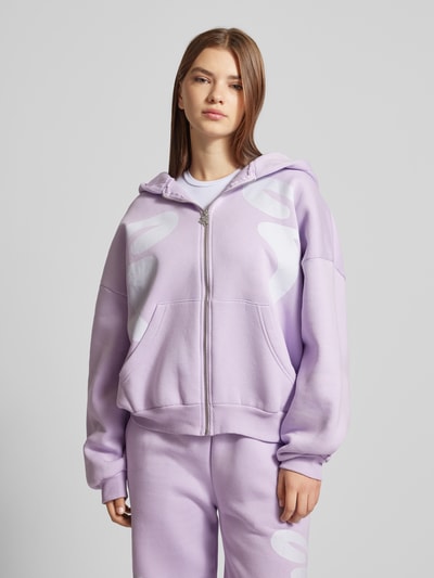 FELICIOUS Oversized sweatjack met labelprint Lila - 4