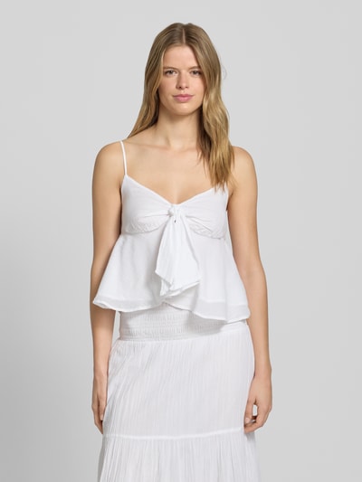 Gina Tricot Blusentop mit Spaghettiträgern und Knotendetail Weiss 4