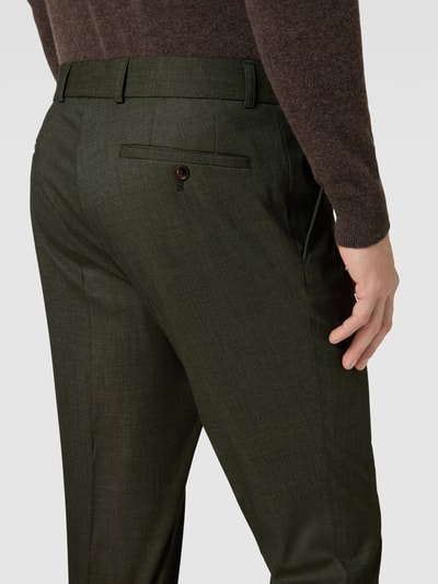 Carl Gross Regular fit pantalon met persplooien, model 'Tomte' Groen - 3