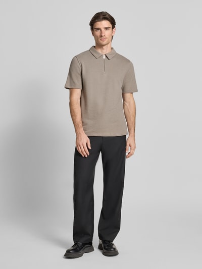 Samsøe Samsøe Regular Fit Poloshirt mit Reißverschluss Modell 'OLLI' Beige 1