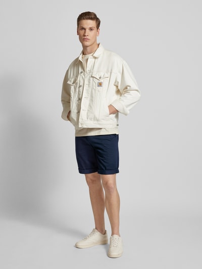 Tom Tailor Denim Slim Fit Chino-Shorts in unifarbenem Design Marine 1