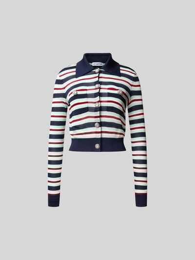 Self-Portrait Bluse in Strick-Optik Blau 2