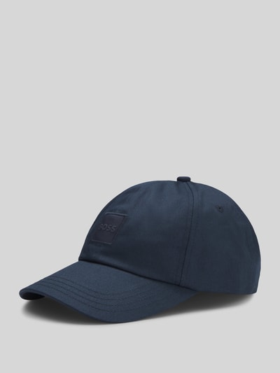 Produktfoto, Basecap aus reiner Baumwolle Modell 'DERREL' von BOSS in einfarbigem Dunkelblau mit Label Patch und verstellbarem Riegel, Twillstruktur
