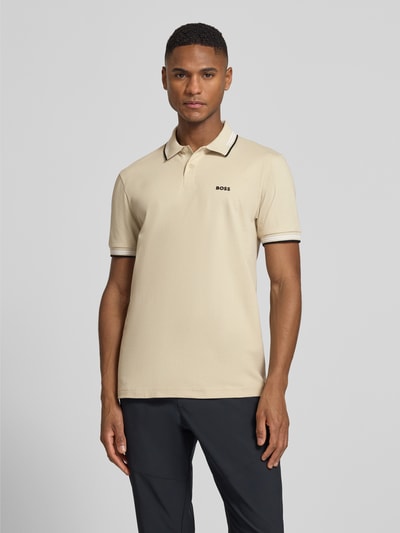 BOSS Green Slim Fit Poloshirt aus reiner Baumwolle Modell 'PAUL' Beige 4