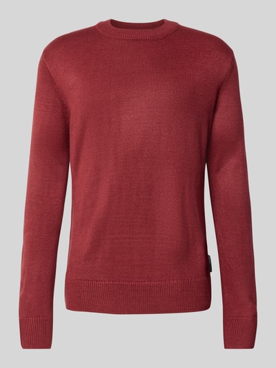 Tom Tailor Denim Regular Fit Strickpullover aus Rippstrick Rot 2