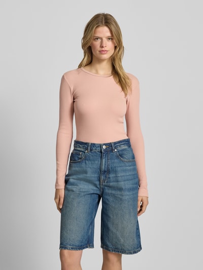 Review Shirt met lange mouwen in riblook met ronde hals Oudroze - 4