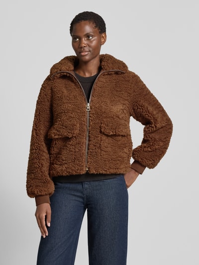 Marc O'Polo Boxy Fit Teddy-Jacke mit Pattentaschen Mittelbraun 4