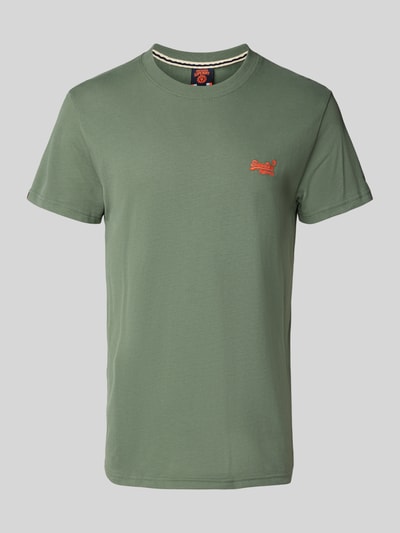 Superdry T-shirt met labelstitching Kaki - 2