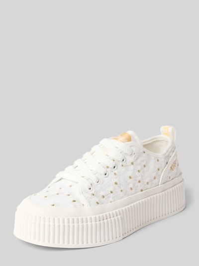 Buffalo Sneaker mit Stitchings Modell 'MADISON LOW BLOOM' Weiss 1