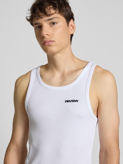 REVIEW Tanktop in riblook met labelstitching Wit - 3