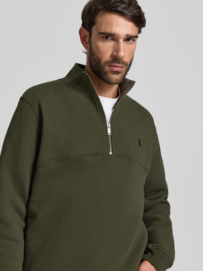 Armedangels Regular Fit Troyer aus reiner Baumwolle Modll 'WAARLO' Dunkelgruen 3