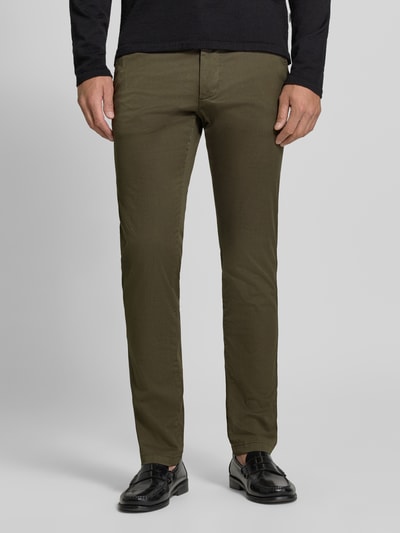 BOSS Orange Chinosy o kroju slim fit z mieszanka bawełny model 'Chino Slim 2' Oliwkowy 4