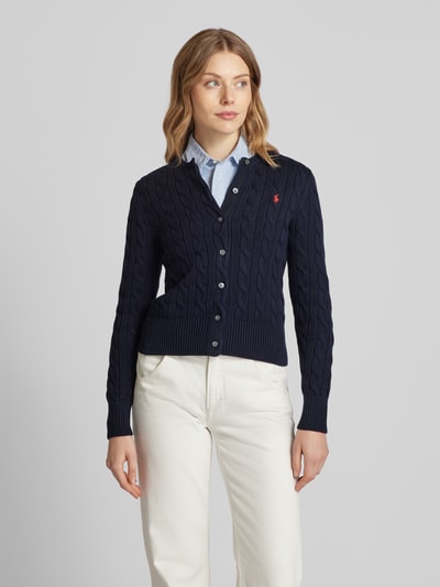 Polo Ralph Lauren Strickcardigan mit Zopfmuster Marine 4