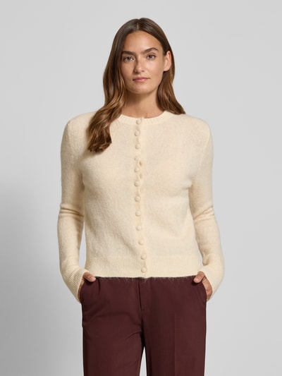 Stefanel Strickjacke aus Woll-Mix mit Rundhalsausschnitt Offwhite 4