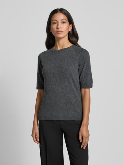 MM Regular fit gebreide pullover van een mix van wol en kasjmier, model 'YEN' Antraciet gemêleerd - 4