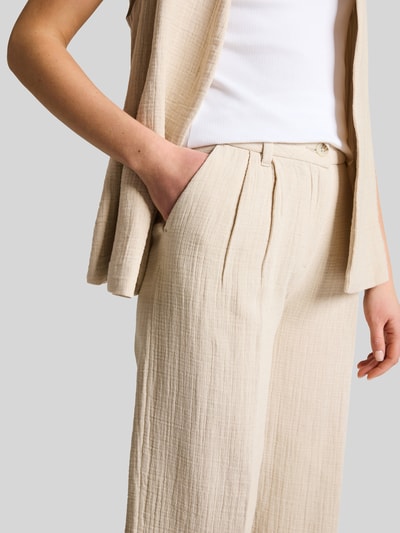 Tom Tailor straight leg culotte van mix van katoen en linnen Zand - 3