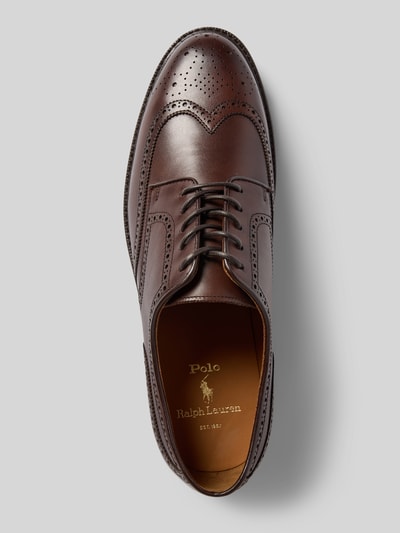 Polo Ralph Lauren Leren derbyschoenen met siernaad, model 'ASHER' Middenbruin - 3