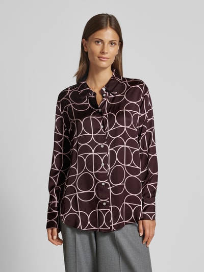 Someday Regular fit blouse met platte kraag, model 'Zeline' Bordeaux - 4