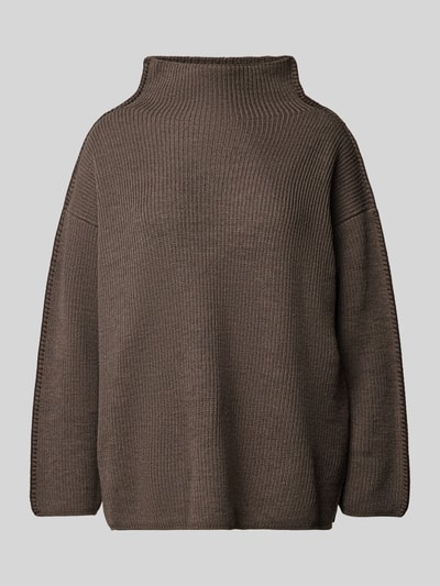 MaxMara Leisure Gebreide pullover van scheerwol met structuurmotief, model 'FANFARA' Hazelnoot - 2