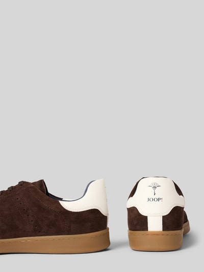 JOOP! SHOES Leren sneakers met labelopschrift, model 'velluto misto ike' Donkerbruin - 2