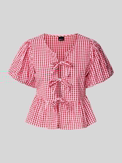 Gina Tricot Regular Fit Bluse mit Puffärmeln und Schnürung Rot 2
