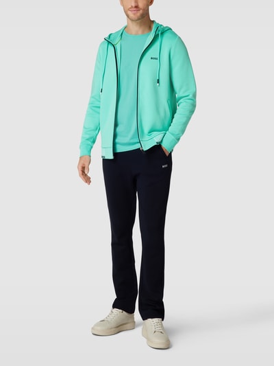 BOSS Green Sweatjacke mit Logo-Stitchings Modell 'Saggy' Hellgrün 1