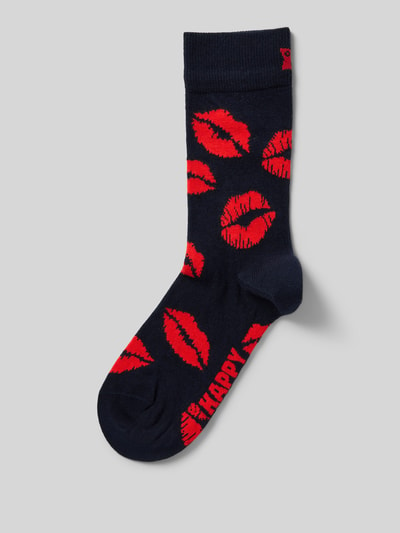 Happy Socks Socken mit Motiv-Print Modell 'Kisses' Dunkelblau 1