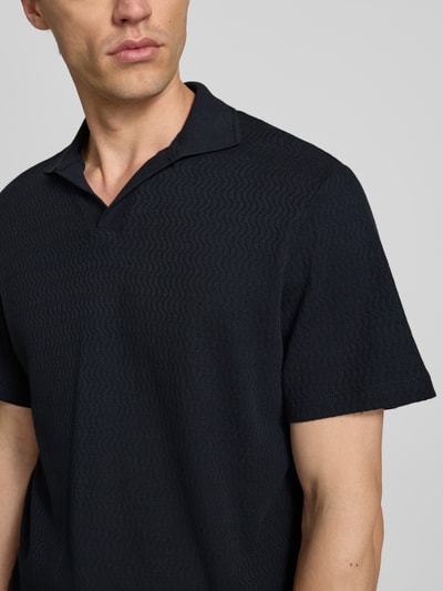 Blend Koszulka polo o kroju slim fit z fakturowanym wzorem Czarny 3