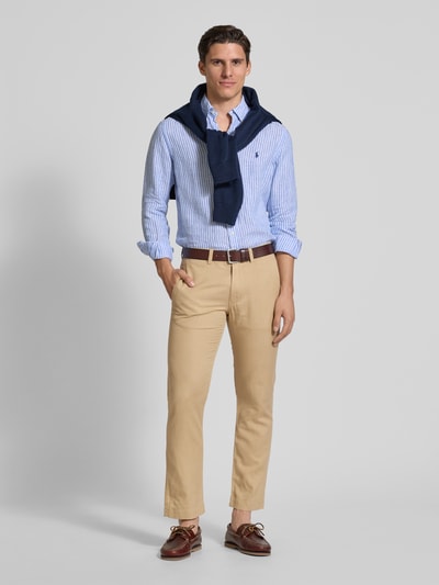 Polo Ralph Lauren Regular fit linnen broek met knoop- en ritssluiting Beige - 1