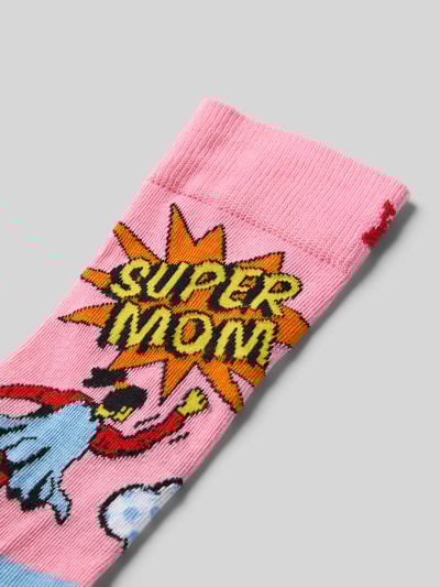 Happy Socks Socken mit Motiv-Stitching Modell 'Flying Super Mom' Rosa 2