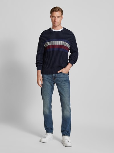 Tommy Hilfiger Gebreide pullover met ribboorden Marineblauw - 1