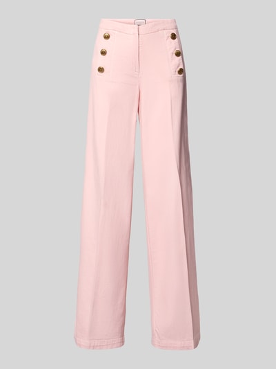 Produktfoto, Wide Leg broek met persplooien model 'Bridget' van SEDUCTIVE, mix van katoen en linnen, knopen, bandwijdte maat 36 41 cm, binnenbeenlengte maat 36 85 cm, dames