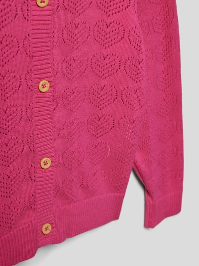 Name It Strickjacke mit Lochmuster Modell 'DESOLLE' Pink 2