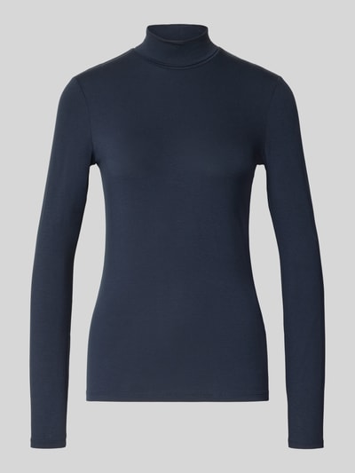 Produktfoto, dunkelblaues Slim Fit Langarmshirt aus Viskose-Mix Modell 'MULTIF' von Weekend Max Mara, glatte Textur