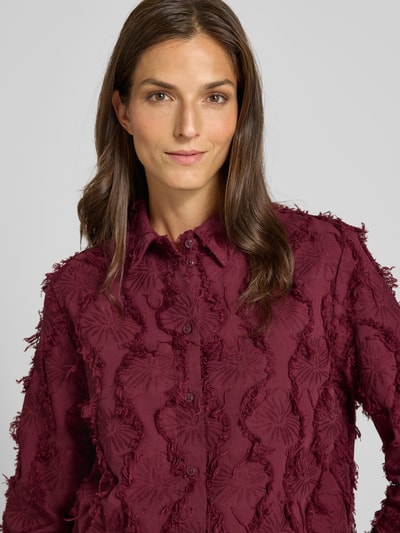 Jake*s Casual Regular Fit Hemdbluse mit Leinen-Anteil Aubergine 3