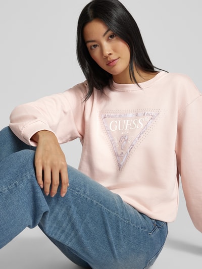 Guess Bluza z wyhaftowanym logo model ‘PYTHON’ Różowy 3