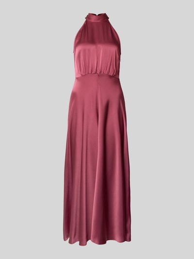 Productfoto, cocktailjurk met halter van Samsøe Samsøe in roze, elastische materiaalmix, getailleerd, midi-jurk, gladde textuur