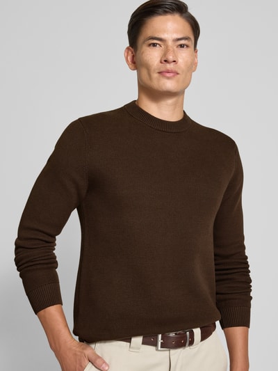 SELECTED HOMME Regular fit pullover van puur katoen, model 'DANE' Chocoladebruin - 3