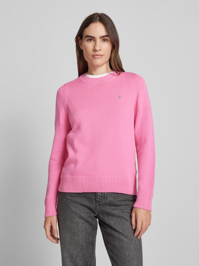 Gant Strickpullover mit Label-Stitching Pink 4