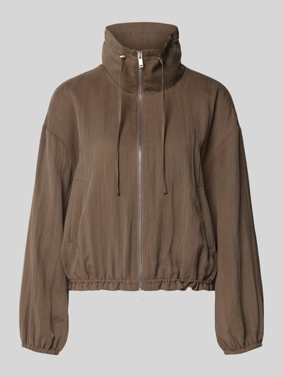 Produktfoto, Regular Fit Jacke aus Lyocell-Mix mit Viskose-Anteil von Fynch-Hatton, brązowy kolor, zamek, stojący kołnierz z tunelem, elastyczne wykończenia, krój regular fit, długość tyłu w rozmiarze 36: 54 cm, szerokość ramion w rozmiarze 36: 57 cm, szerokość klatki piersiowej w rozmiarze 36: 60 cm, długość rękawa w rozmiarze 36: 50 cm