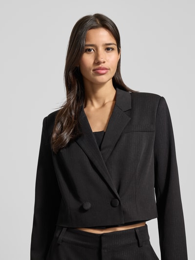 My Essential Wardrobe Żakiet krótki z kołnierzem z połami model ‘Reece’ Czarny 3