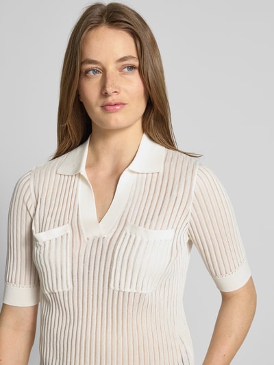 Christian Berg Woman Selection Gebreid shirt van viscosemix met polokraag Ecru - 3