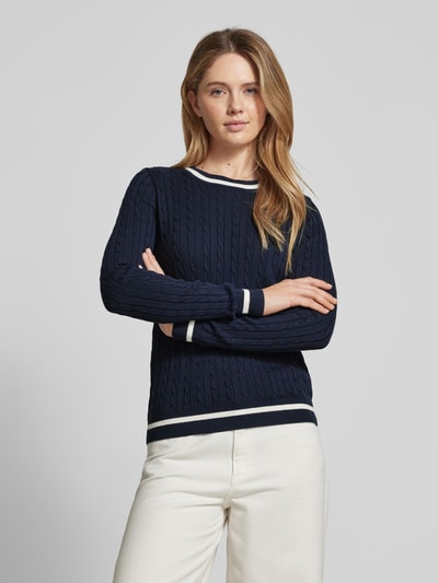 Christian Berg Woman Strickpullover mit gerippten Abschlüssen Dunkelblau 4