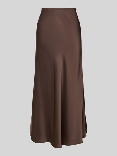 Produktfoto, Schimmernder Maxirock aus Satin von Comma in Braun, gerader Schnitt, Material-Mix mit Viskose-Anteil, glänzende Satin-Haptik
