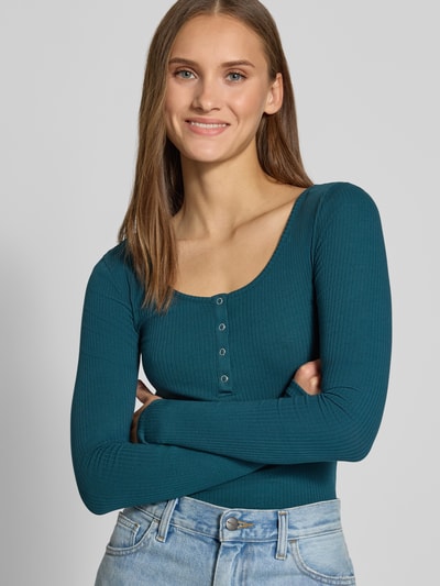 PIECES Slim fit shirt met lange mouwen van katoenmix model 'KITTE' Donkergroen - 3