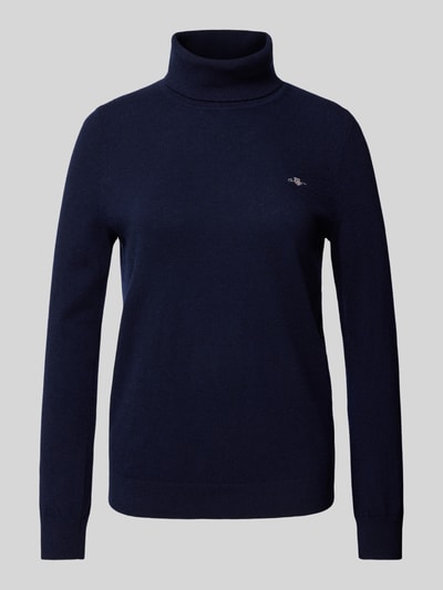 Gant Gebreide coltrui, model 'EXTRAFINE' Donkerblauw - 2