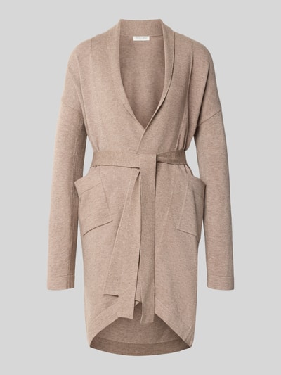 Produktfoto, Cardigan aus Viskose-Mix mit Bindegürtel von Christian Berg Woman in Beige, Regular Fit, aufgesetzte Taschen, glatte Textur