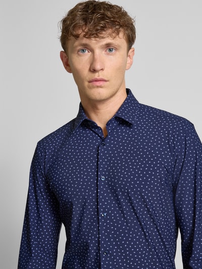 BOSS Slim fit zakelijk overhemd met elastisch performancemateriaal, model 'HANK' Marineblauw - 3